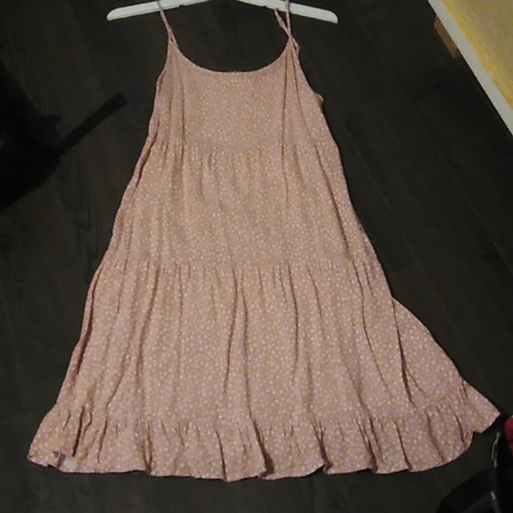 Pink cami dress w/ white flowers